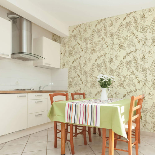 Beige and Blue Tile Tile Adhesive Peel and Stick Removable Wallpaper 9206