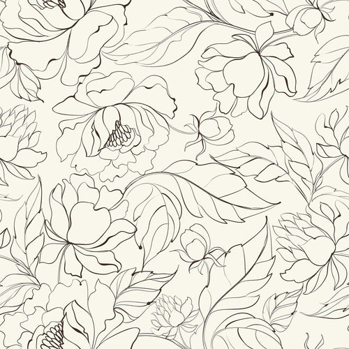 Beige Floral Floral Peel and Stick Removable Wallpaper 9819