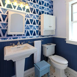 Blue and White Triangles Geometric Peel and Stick Removable Wallpaper 0669