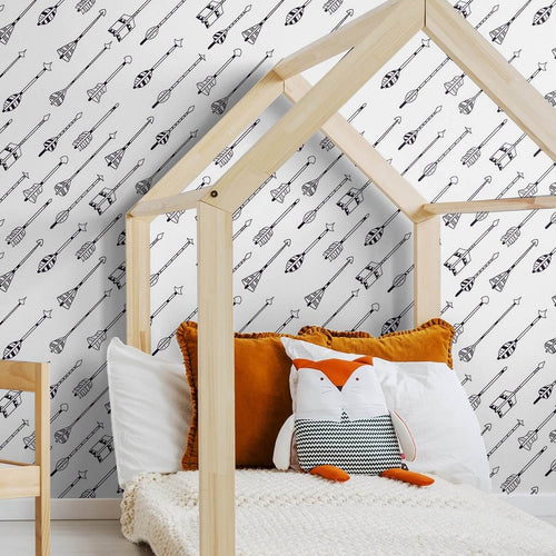 Black and White Arrows Baby Peel and Stick Removable Wallpaper 6268
