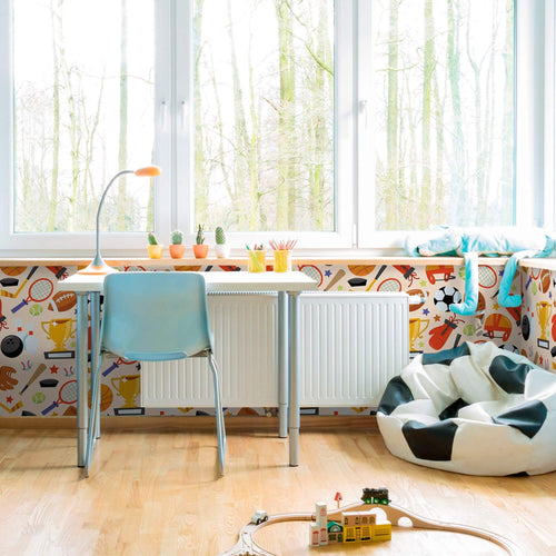 Beige and Black Sports Children Peel and Stick Removable Wallpaper 3511