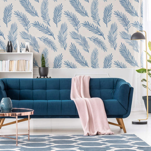 Blue Botanical Floral Peel and Stick Removable Wallpaper 8263