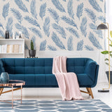 Blue Botanical Floral Peel and Stick Removable Wallpaper 8263