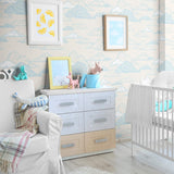Blue and White Clouds Children Peel and Stick Removable Wallpaper 4973
