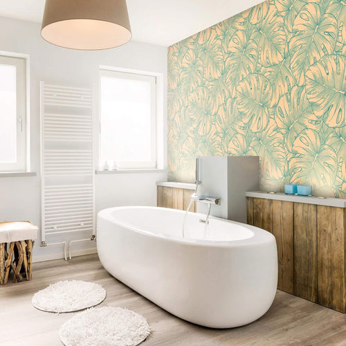 Blue and Beige Motif Floral Peel and Stick Removable Wallpaper 9959