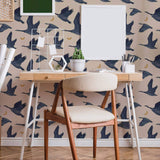 Blue Birds Peel and Stick Removable Wallpaper 2286