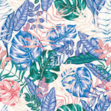 Blue and Pink Floral Floral Peel and Stick Removable Wallpaper 9072