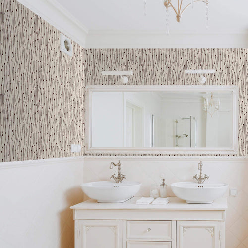 Beige and Black Lines Basic Peel and Stick Removable Wallpaper 9413