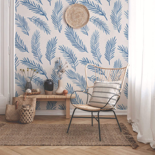 Blue Botanical Floral Peel and Stick Removable Wallpaper 8263
