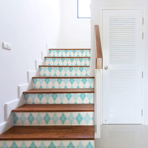 Blue and Tan Geometric Peel and Stick Removable Wallpaper 71 2