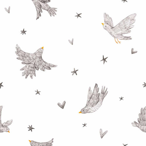 Grey Bird Peel and Stick Removable Wallpaper 8552