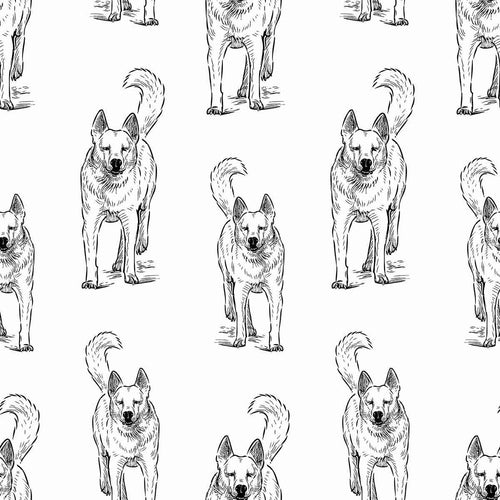 Black and White Dog Peel and Stick Removable Wallpaper 9234