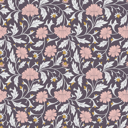 Purple Contemporary Floral Peel and Stick Removable Wallpaper 4445