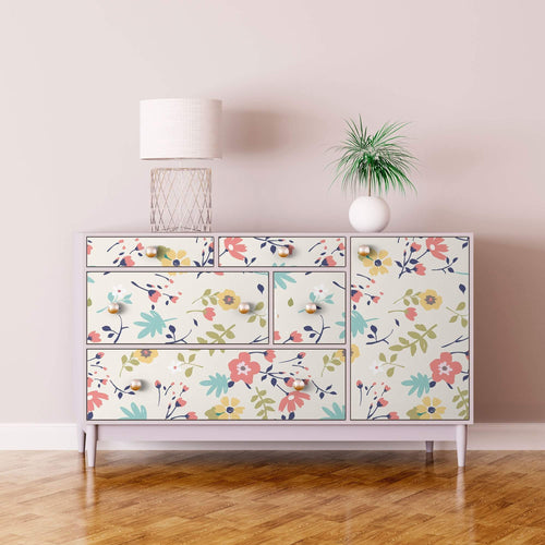 White Botanical Floral Peel and Stick Removable Wallpaper 1927