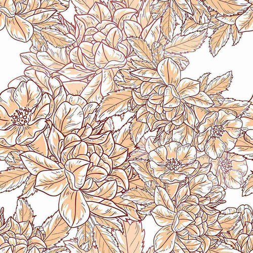 Beige Flower Peel and Stick Removable Wallpaper 9552
