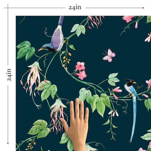 Green Flower Peel and Stick Removable Wallpaper 4130