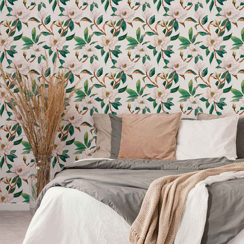 Green Flower Peel and Stick Removable Wallpaper 6204
