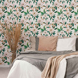 Green Flower Peel and Stick Removable Wallpaper 6204