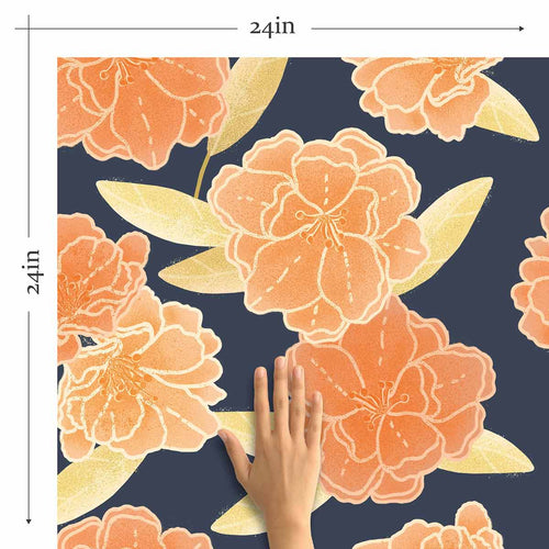 Orange Flower Peel and Stick Removable Wallpaper 1002