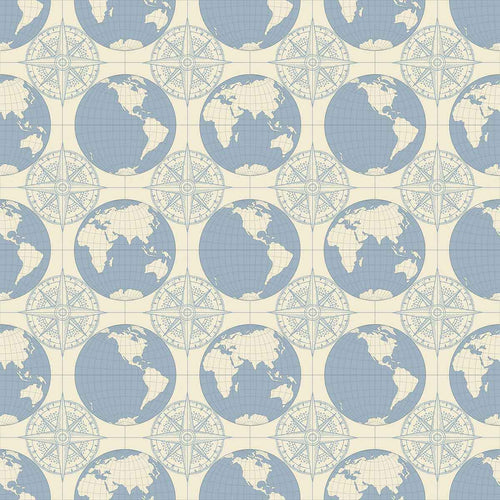 Blue Globe Peel and Stick Removable Wallpaper 8062