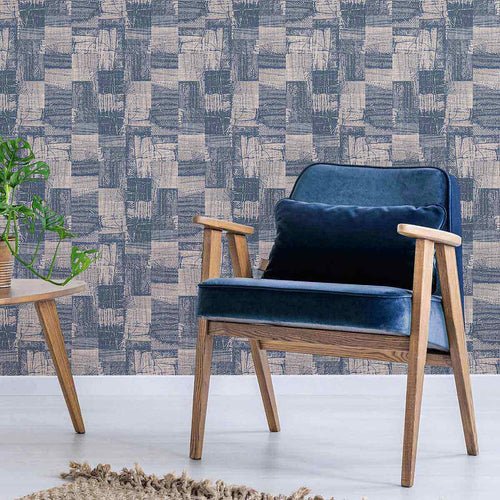 Blue Linen Peel and Stick Removable Wallpaper 8658