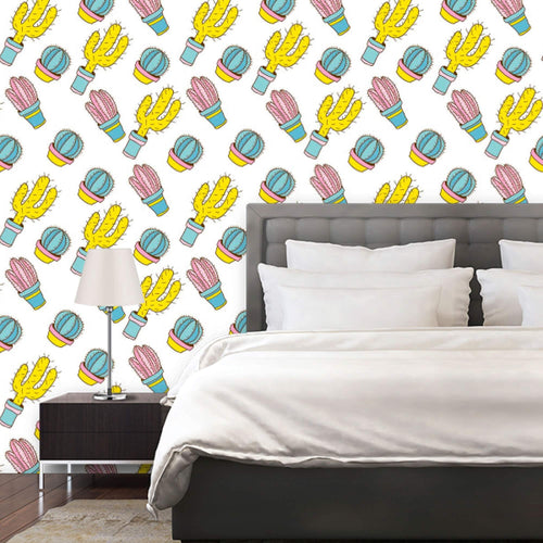 Yellow and Pink Tropical Teens Peel and Stick Removable Wallpaper 3052