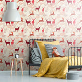 Orange adn Purple Nature Themed Peel and Stick Removable Wallpaper 6957
