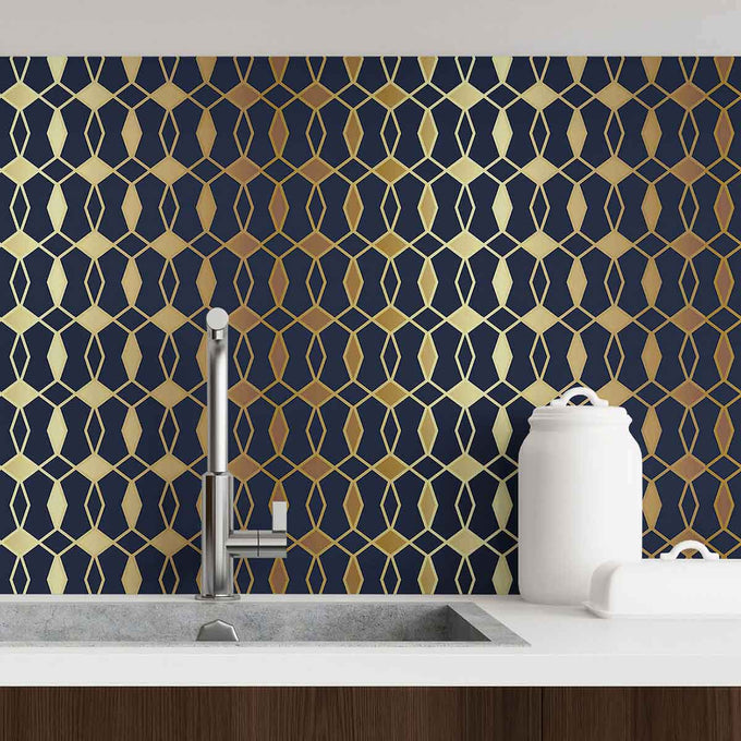 Blue Trellis Peel and Stick Removable Wallpaper 6651