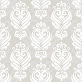 Beige Damask Basic Peel and Stick Removable Wallpaper 4775