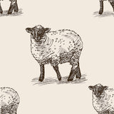 Off White Sketched Animal Peel and Stick Removable Wallpaper 6396