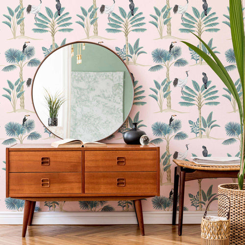 Pink Birds Peel and Stick Removable Wallpaper 6628