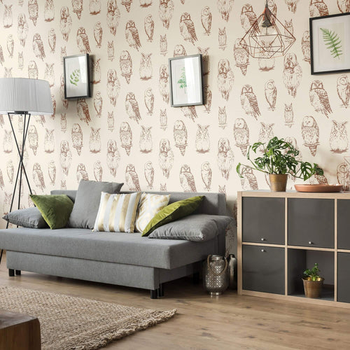 Brown and Tan Bird Animal Peel and Stick Removable Wallpaper 8422