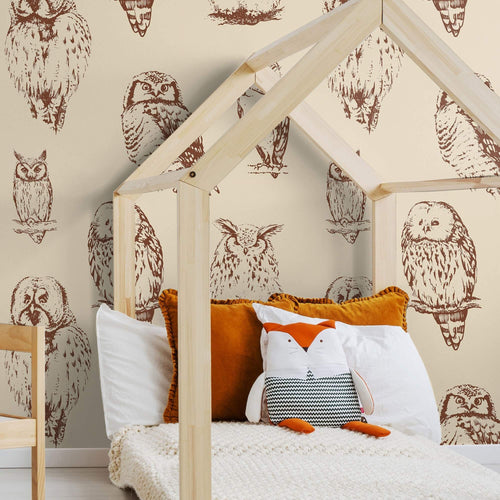 Brown and Tan Bird Animal Peel and Stick Removable Wallpaper 8422