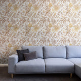 Tan Floral Animal Peel and Stick Removable Wallpaper 2574