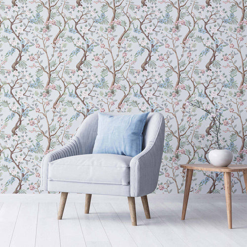 Blue Botanical Peel and Stick Removable Wallpaper 1745