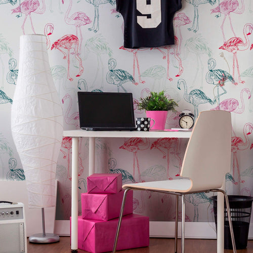 Red and Purple Bird Animal Peel and Stick Removable Wallpaper 0143