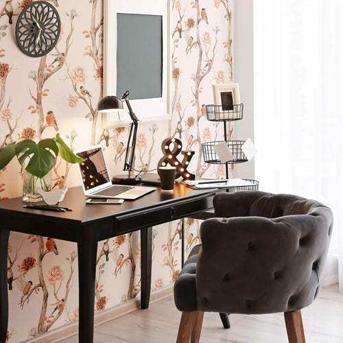 Rose Floral Animal Peel and Stick Removable Wallpaper 7374