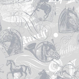 Silver Vintage Animal Peel and Stick Removable Wallpaper 7337