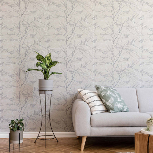 Beige Birds Peel and Stick Removable Wallpaper 7290