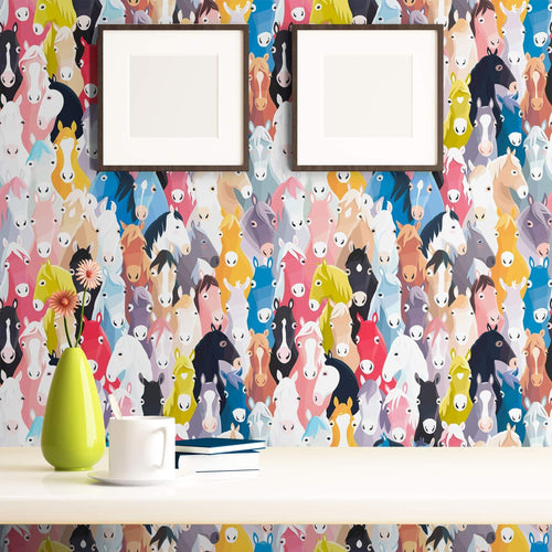 White Horse Animal Peel and Stick Removable Wallpaper 1267