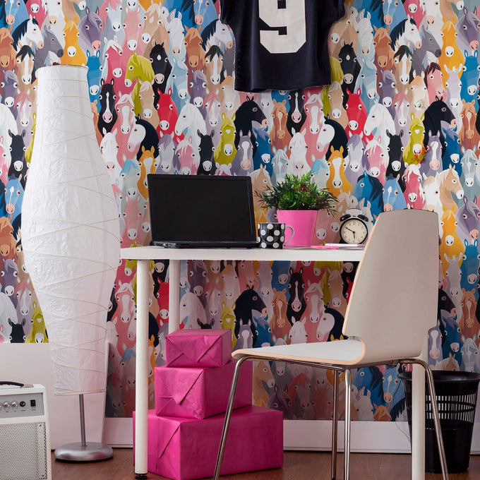 White Horse Animal Peel and Stick Removable Wallpaper 1267