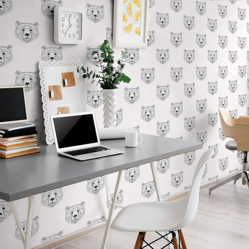 White Bear Animal Peel and Stick Removable Wallpaper 9747