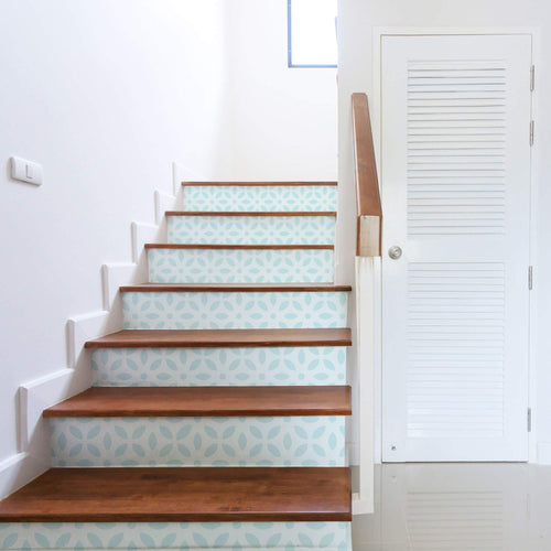 Blue Floral Geometric Peel and Stick Removable Wallpaper 185c