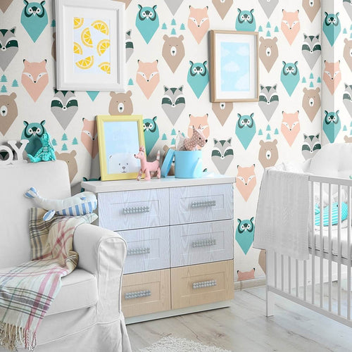 Brown and Cream Forest Baby Peel and Stick Removable Wallpaper 1430