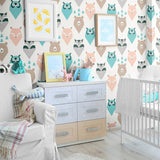 Brown and Cream Forest Baby Peel and Stick Removable Wallpaper 1430