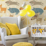 Brown and Tan Animals Baby Peel and Stick Removable Wallpaper 4100