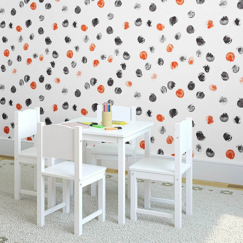 Orange and Black Circles Baby Peel and Stick Removable Wallpaper 6268