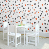 Orange and Black Circles Baby Peel and Stick Removable Wallpaper 6268