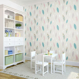 Cream and Teal Animals Baby Peel and Stick Removable Wallpaper 0156