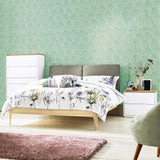 Gray and Green Seamless Basic Peel and Stick Removable Wallpaper 8446